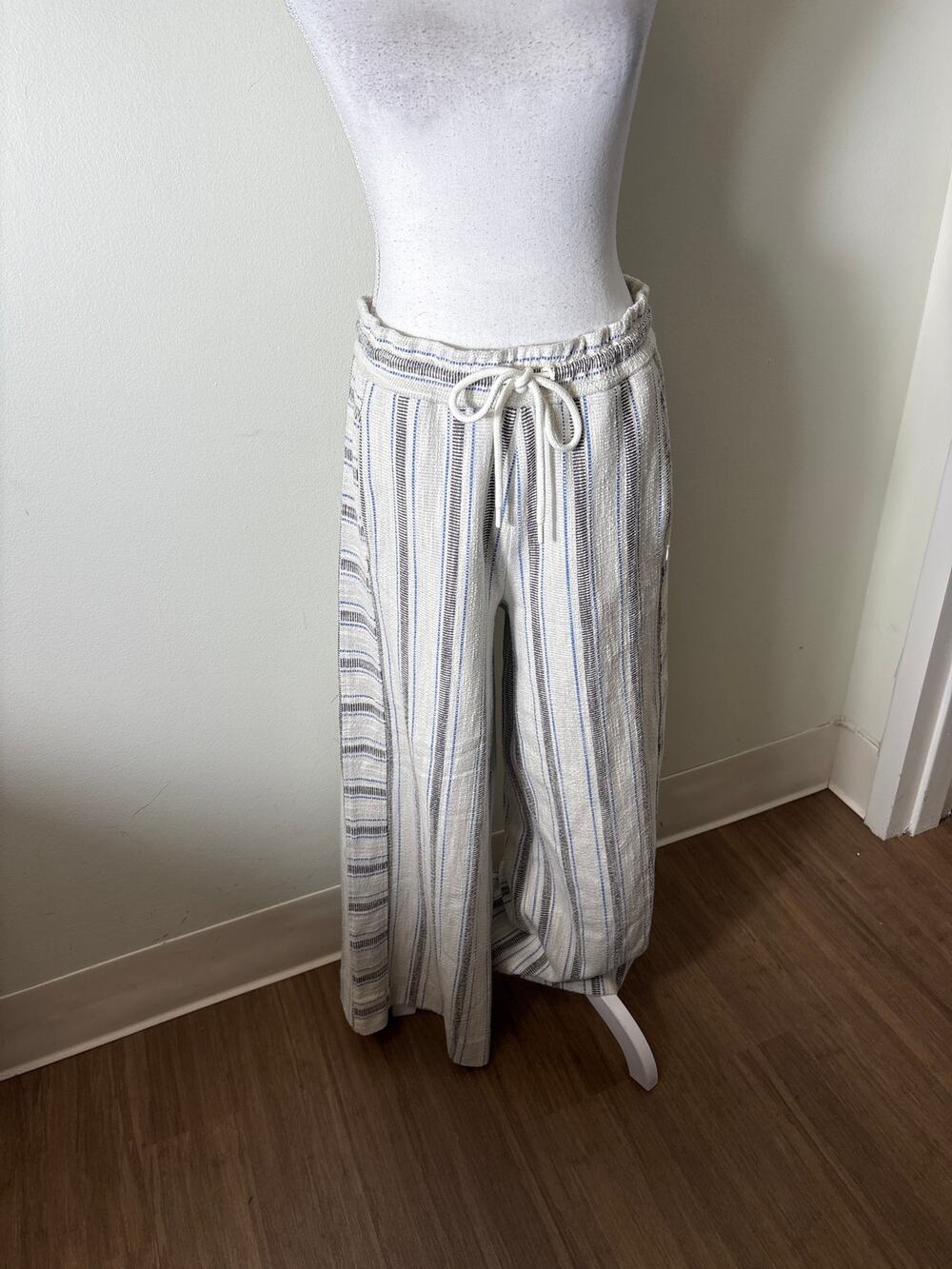 ME+EM Blue and Brown Stripe Drawstring Pants Sz8